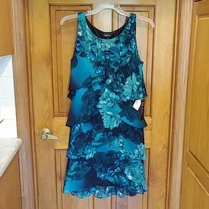 Teal floral cocktail dress